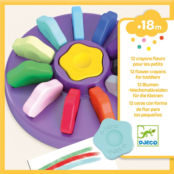 Djeco - 12 Toddler Flower Crayons