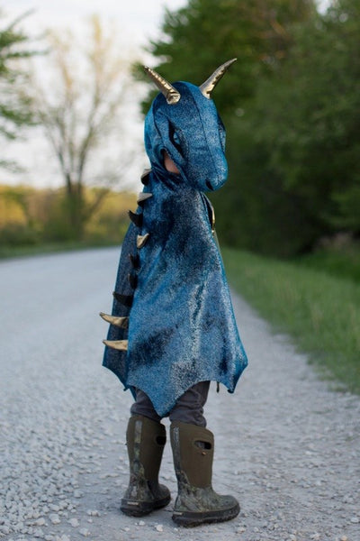 Great Pretenders - Teal & Gold Starry Night Dragon Cape - Size 5-6