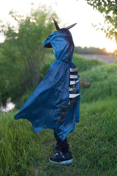 Great Pretenders - Teal & Gold Starry Night Dragon Cape - Size 5-6