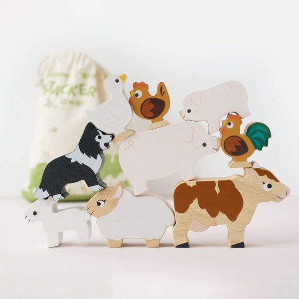 Le Toy Van - Petilou - Farm Stacking Animals & Bag