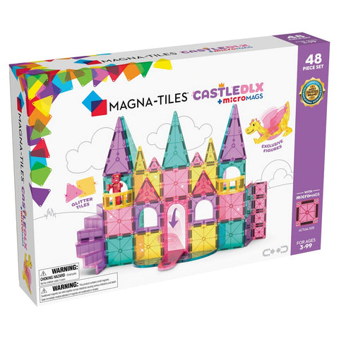 MAGNA-TILES - Castle DLX + microMAGS - 48 Piece Set